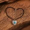 Wholesale Simple Retro Gothic Cross Pendant Necklace With Turquoise Heart Bohemian Style Fashion Gift Accessory