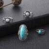 oly-63b186ba279ebb896455fe746a87eaf7 Wholesale Vintage Turquoise Carved Feather Ring Set Bohemian Style 4 Piece Knuckle Rings Zinc Alloy Fashion Jewelry Accessory Gift