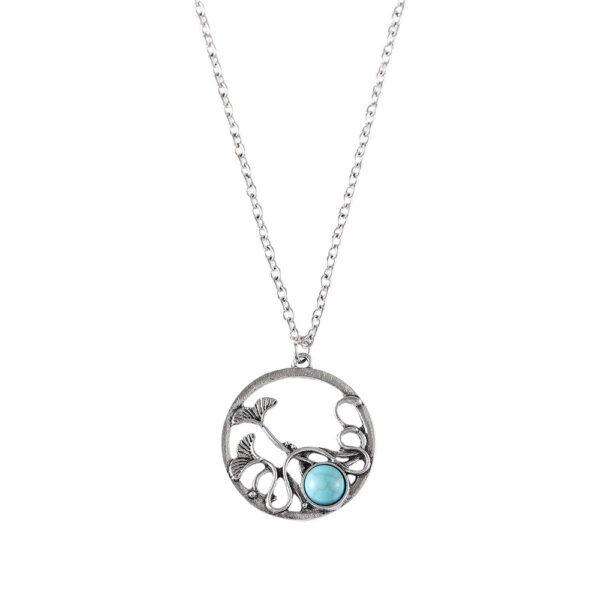 oly-63ceb8be5fee08a80a9fa25c9ab16ad7 Wholesale Antique Silver Zinc Alloy Leaf Round Necklace Chinese Retro Turquoise Accent Women S Fashion Jewelry For Boutique Resale