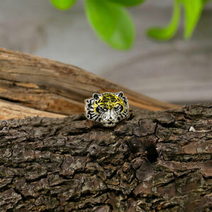 Wholesale Chic Geometric Tiger Head Ring Zinc Alloy Silver Adjustable Unisex Jewelry Accessory Gift