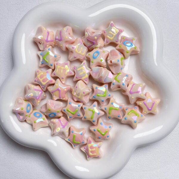 Wholesale Hand-Painted Faceted Five-Point Star Acrylic Loose Beads DIY Phone Charm Keychain Accessory, Stylish Gift for Resale