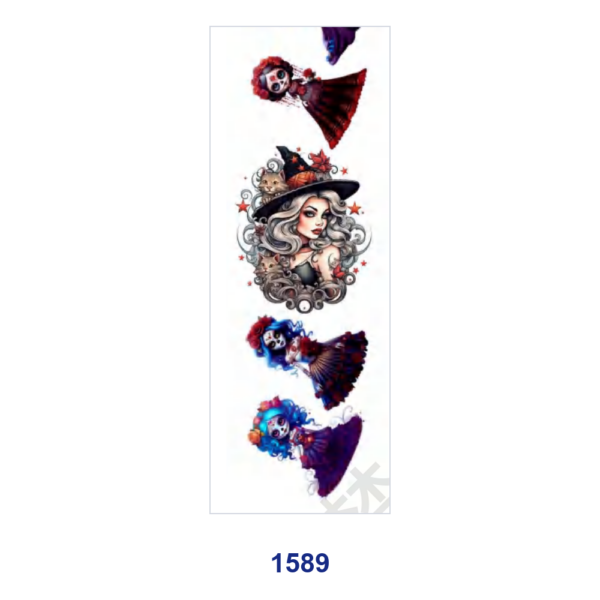 oly-642b9a793ea2323be51e23e849b83d48 Wholesale 2/8/16pcs Halloween Sugar Skull Gothic Witch Lady Print Pen and Bookmark Stickers UV DTF Wraps OLY Exclusive