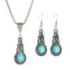 oly-643f3ce72b21d77a8cb61c4cdf996d7d Wholesale Vintage Turquoise Pendant Necklace Earring Set Zinc Alloy Geometric Jewelry Set Boutique Resale Party Accessory
