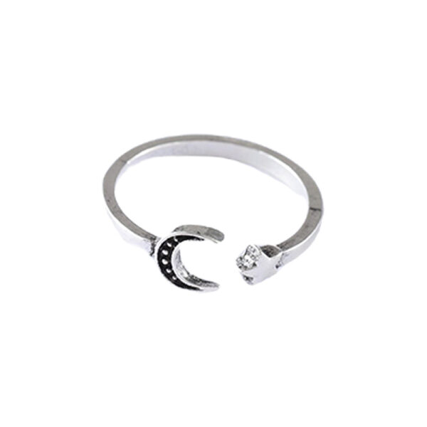 oly-647d7317841fbaf9284bc4107d1d9daa Wholesale Vintage Ginkgo Leaf Star Moon Adjustable Ring Zinc Alloy Unisex Jewelry Accessory For Gift And Boutique Resale
