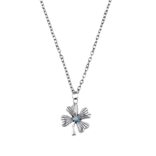 oly-647e09937a275d2660e7d6c57317dc3c Wholesale Zinc Alloy Electroplated Bohemian Vintage Lucky Clover Necklace And Earring Set With Turquoise Pattern For Party Wear