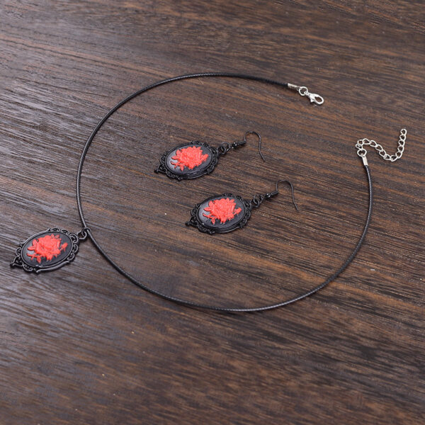Wholesale Zinc Alloy Gothic Style Red Earrings And Necklace Set Fashion Jewelry For Women Party Wear