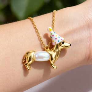 Wholesale Trendy Cute Puppy Pearl Necklace Electroplating Copper Fashion Accessory For Girls Gift Boutique Resale