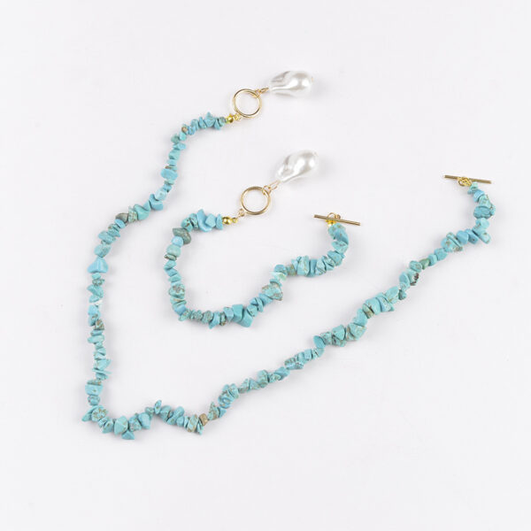 oly-64dcd64733e67b1bc8e54b1cf3c76f6a Wholesale Retro Turquoise OT Buckle Irregular Pearl Necklace Fashion Jewelry Accessory For Everyday Wear