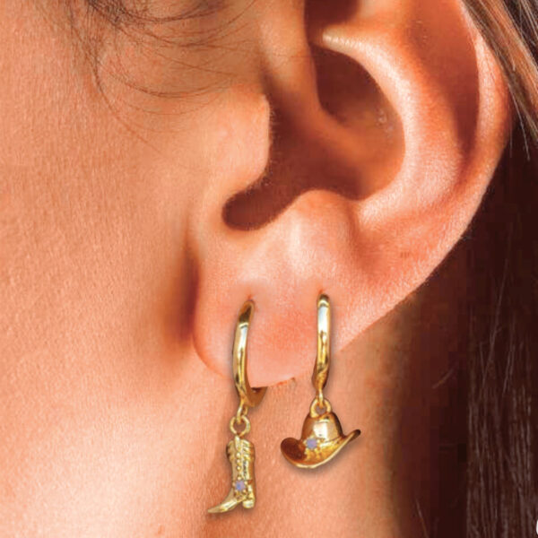 oly-6509c540cbca0b9146513e0c37ecbdc3 Wholesale Cowboy Boot Hat Pendant Electroplating Copper Earrings Silver Tone Trendy Fashion Jewelry Accessory For Party Gift Boutique Resale