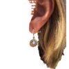 Wholesale Retro Geometric Hollow Out Circle Earrings With Green Stone Trendy Fashion Jewelry For Women