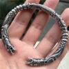 oly-6575947731d1c523f40530c77e6093cb Wholesale Silver Electroplated Viking Wolf Head Double Dragon Bracelet Vintage Metal Jewelry Accessory For Everyday Wear