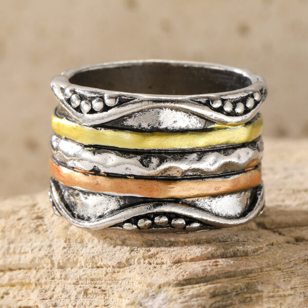 Wholesale Bohemian Vintage Women S Wide Carved Ring Silver Tone Alloy Fashion Jewelry Accessory