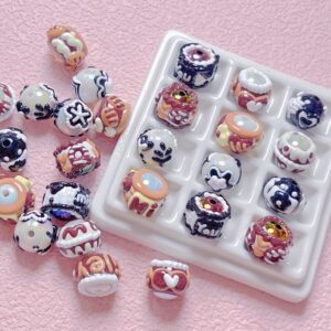 Wholesale Trendy Hand-Painted Acrylic Cartoon Beads 16mm Black Coffee Color for DIY Phone Chain Keychain Craft Supply Boutique Resale