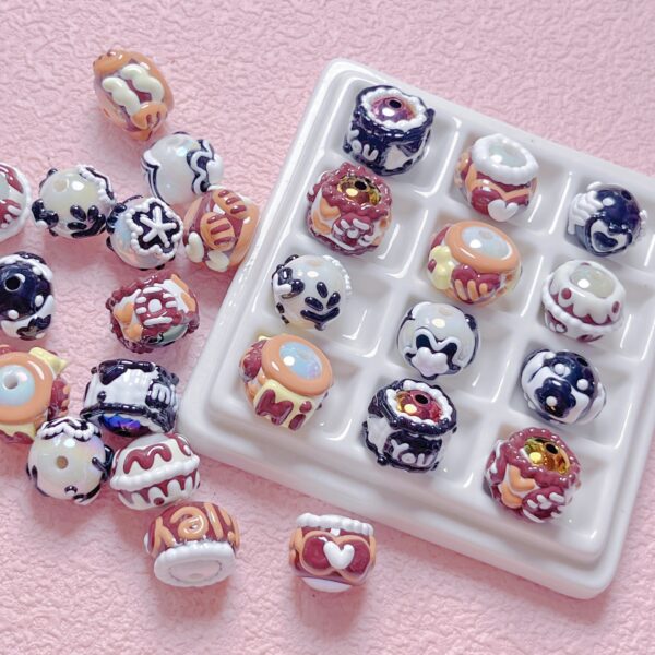Wholesale Trendy Hand-Painted Acrylic Cartoon Beads 16mm Black Coffee Color for DIY Phone Chain Keychain Craft Supply Boutique Resale