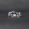 Wholesale Vintage Purple Flower Moonstone Ring For Women Stylish Silver Tone Zinc Alloy Jewelry Accessory Boutique Resale Gift
