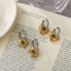 oly-66aa55b484dcabe76dbc53c6c55e3c5c Wholesale Titanium Steel Electroplated Lucky Star Earrings French Contrast Color Oval Ear Cuffs Fashion Jewelry For Women