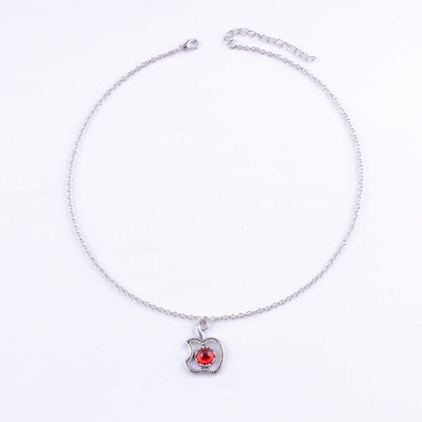 oly-66d334f41977b851a959d694f7dda2e7 Wholesale Retro Shaped Pendant Necklace With Red Stone Antique Silver Finish Fashion Jewelry Boutique Resale Gift