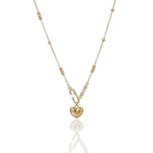 Heart-shaped beaded brooch necklace