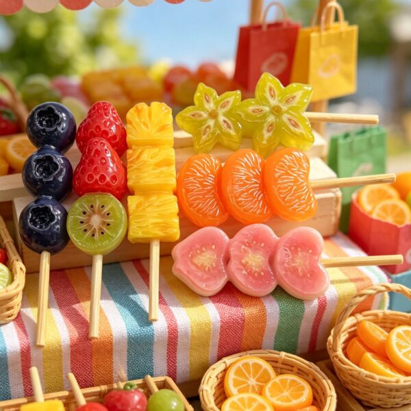 oly-66e2e3df8c93ba071508cd5dbca4fc0d Wholesale Resin Fruit Skewer Keychain Pendant DIY Jewelry Accessory Blueberry Carambola Orange Charms for Bag Charm Fridge Magnet