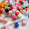 oly-66e7bc9268c79e2870b49f27ece98130 Wholesale Acrylic Baking Paint Cheese Square Beads DIY Jewelry Accessory for Phone Chain Keychain Making