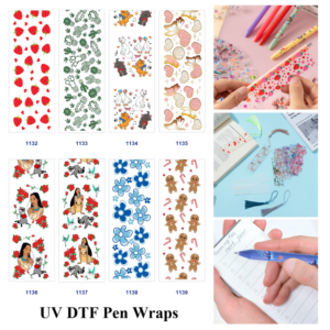Wholesale 2/8/16pcs Fresh Strawberry Prickly Cactus Pastel Butterfly Blue Floral Gingerbread Man Candy Cane Print Pen and Bookmark Stickers UV DTF Wraps OLY Exclusive