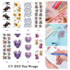 Wholesale 2/8/16pcs Western Cowboy & Butterfly Floral Teddy Bear Print Pen and Bookmark Stickers UV DTF Wraps OLY Exclusive