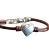 Wholesale Bohemian Retro Heart Leather Bracelet Silver Tone Metal Finish Minimalist Casual Everyday Wear