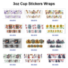 Wholesale 8pcs Multi style Figure Sunflower Text Pattern 3oz Cup Stickers Wrap OLY Exclusive