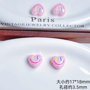 01-pink love smiley face / Sold by the piece