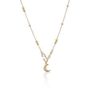 Moon Bead Brooch Necklace