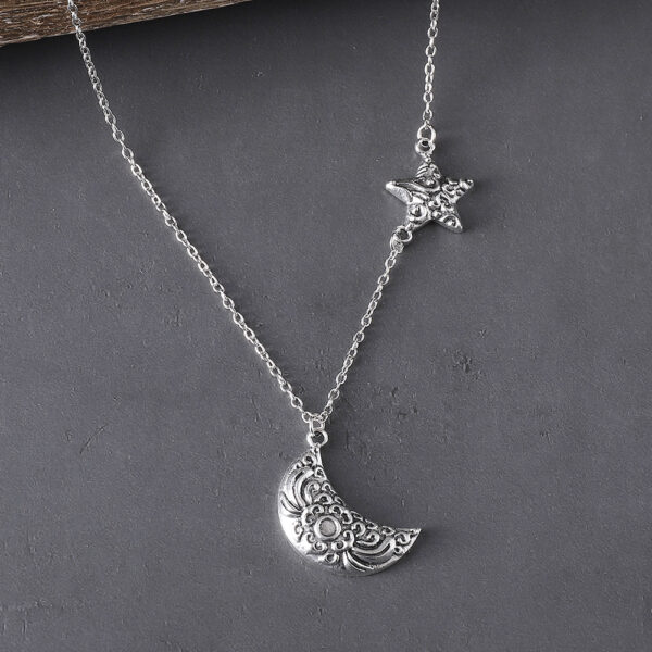 oly-67c7b50828c308aa012614e4125ceb4e Wholesale Zinc Alloy Ancient Silver Star Moon Earrings Necklace Bracelet Set Everyday Wear