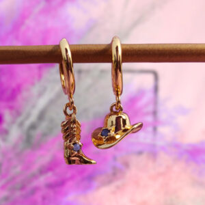 Wholesale Cowboy Boot Hat Pendant Electroplating Copper Earrings Silver Tone Trendy Fashion Jewelry Accessory For Party Gift Boutique Resale
