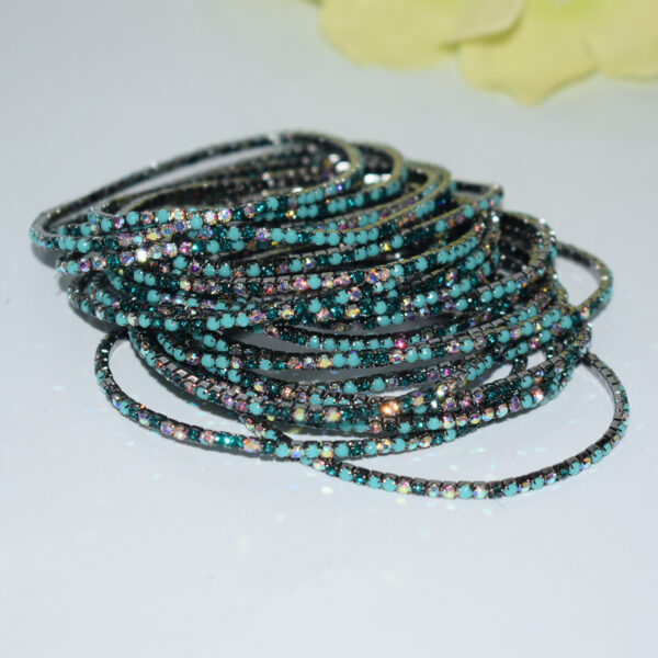 oly-682e20481036349cb27eeee8cf7039ff Wholesale 10 Pack Electroplated Gun Black Rhinestone Bracelets Women S Thin Elastic Bangle Jewelry Accessory Gift Boutique Resale