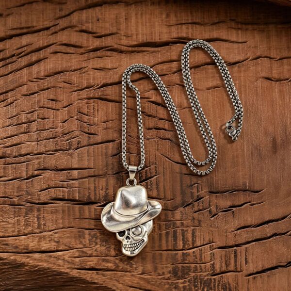 Wholesale Gold Plated Skull Necklace Vintage Cowboy Punk Trendy Jewelry Accessory