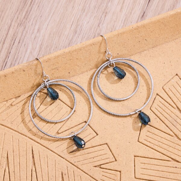 Wholesale Zinc Alloy Electroplated Bohemian Geometric Circle Gemstone Pendant Earrings Trendy Ethnic Style Jewelry For Party Gift