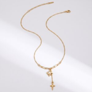 Eight-pointed star tassel necklace