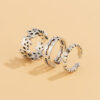 oly-68b53622a9d16f6147353aff0d999f2e Wholesale Retro Flame Heart Open Ring Set Distressed Silver Alloy Trendy Jewelry Accessory Gift