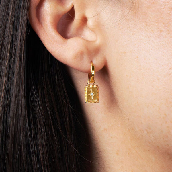 Wholesale Tone Star Shaped Zircon Electroplating Copper Earrings For Women Fashion Jewelry Accessory Boutique Resale