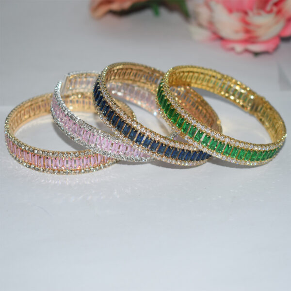 Wholesale Rhinestone 3 Row Open Bangle Bracelet For Women Silver Fashion Jewelry Office Style Boutique Resale Gift