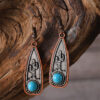 oly-69897ed33f8c2cbafaa97595b85eec6a Wholesale Chic Bohemian Cactus Turquoise Necklace And Earrings Set Electroplated Zinc Alloy Boutique Resale Fashion Accessory