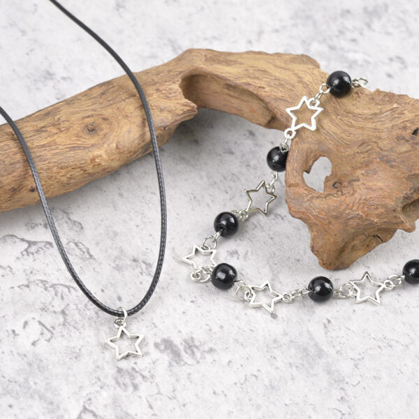 Wholesale Trendy Black Pearl Star Hollow Necklace Set Women S Zinc Alloy Fashion Jewelry Accessory