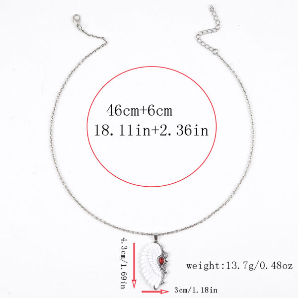 oly-69a669c1dd234813558629a4e68eb79a Wholesale Zinc Alloy Antique Silver Angel Wings Ruby Red Pendant Necklace Women S Boutique Resale Jewelry