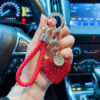 oly-6a05e3751df80d2dbee583becc5b83c3 Wholesale Fashion Heart Rhinestone Keychain With Leather Strap Red Car Key Chain Decorative Gift For Women