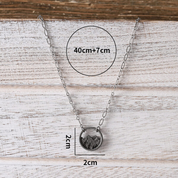 Wholesale Trendy Hollow Pine Tree Mountain Pendant Necklace Ancient Silver Zinc Alloy Jewelry Accessory For Boutique Resale