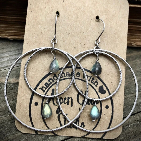 Wholesale Zinc Alloy Electroplated Bohemian Geometric Circle Gemstone Pendant Earrings Trendy Ethnic Style Jewelry For Party Gift