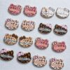 oly-6a92e97b00224e565eb1f1171ba072b5 Wholesale Acrylic Loose Beads Light Coffee Cartoon Cat Leopard Print for DIY Phone Charm Bag Charm Craft Supply