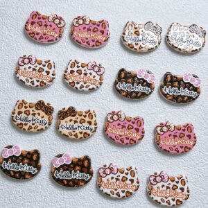 Wholesale Acrylic Loose Beads Light Coffee Cartoon Cat Leopard Print for DIY Phone Charm Bag Charm Craft Supply