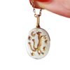 oly-6aaedd0716b2d87ace6d0e654b88a2bb Wholesale Hand Painted Two Tailed Cat Tarot Card Pendant Necklace In Titanium Steel Fashion Accessory