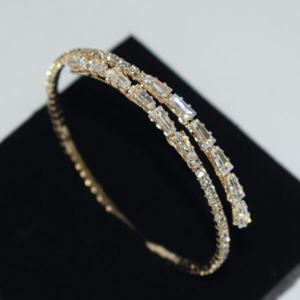 oly-6abb6a33cf99747700b36f120664211d Wholesale Stylish Zircon Open Bangle Bracelet Silver Tone Bridal Wedding Jewelry Accessory