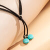 oly-6add73df5e74f556f1f31896aa9a1253 Wholesale Stylish Geometric Turquoise Tassel Necklace Double Layer Adjustable Alloy Chain Fashion Jewelry Accessory For Women Gift Boutique Resale